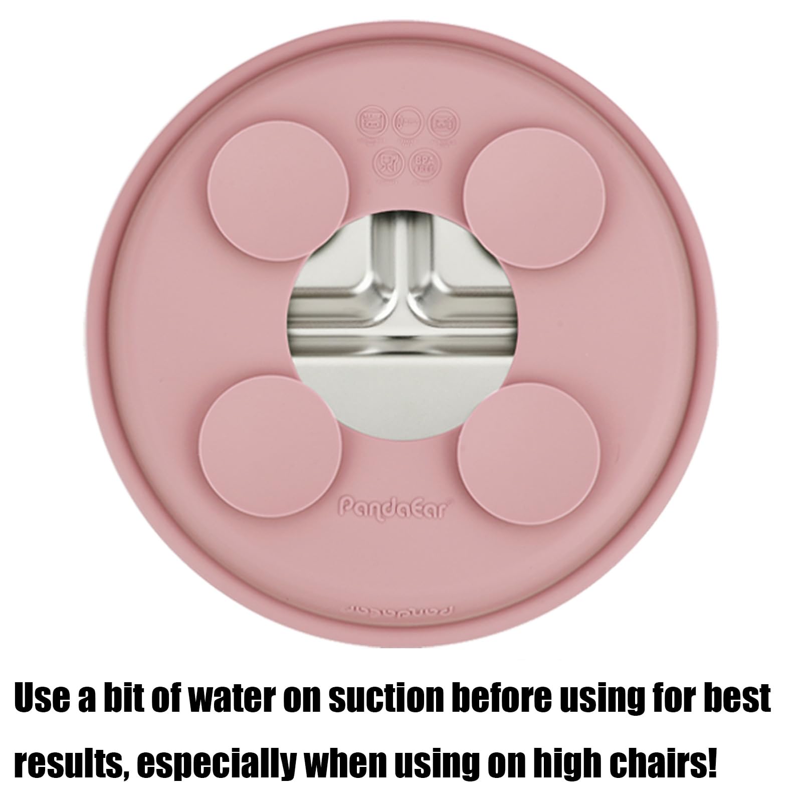 PandaEar suction-cups attachment system prevents spills on highchairs and tables