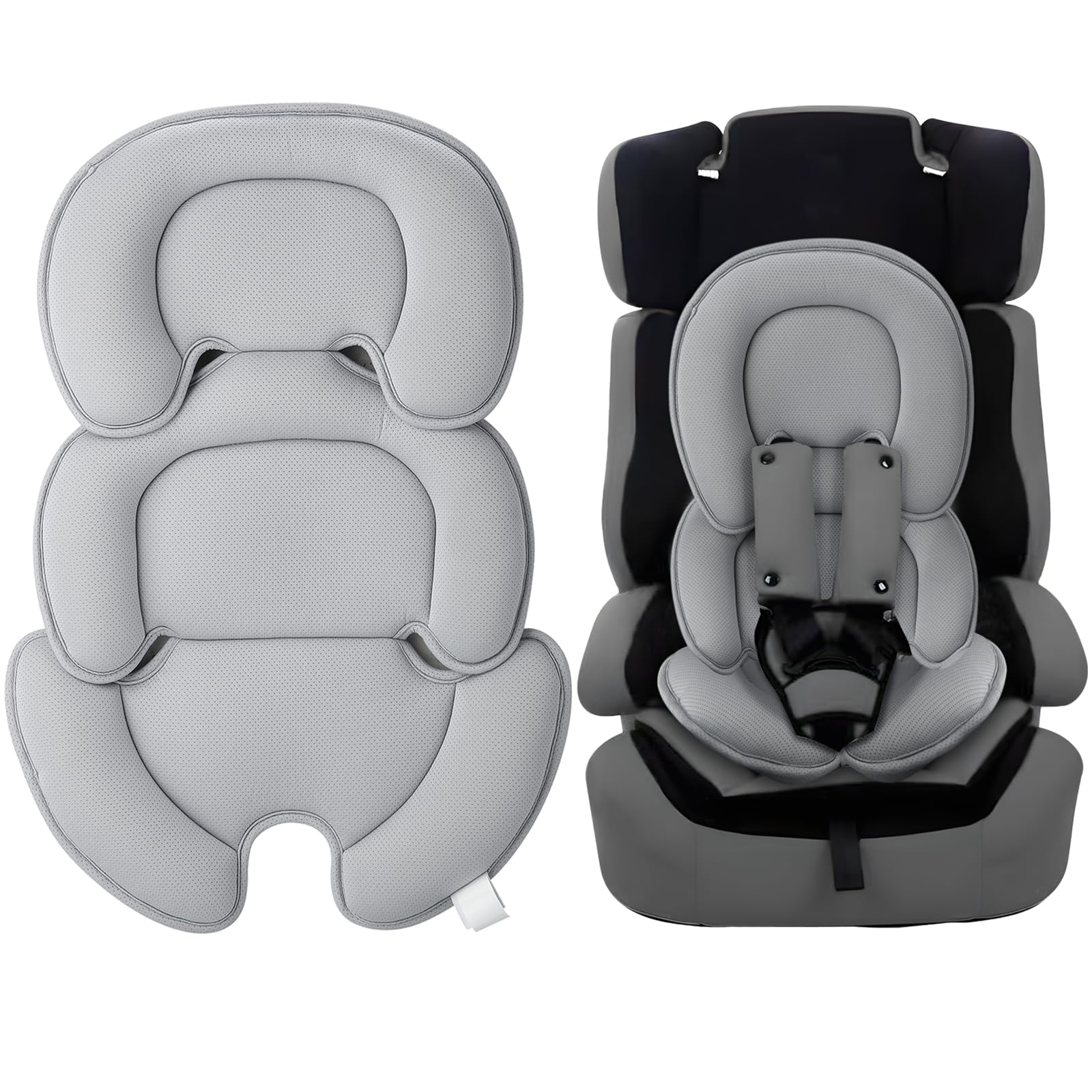 PandaEar baby insert headneck support in use for head stabilization during car rides.
