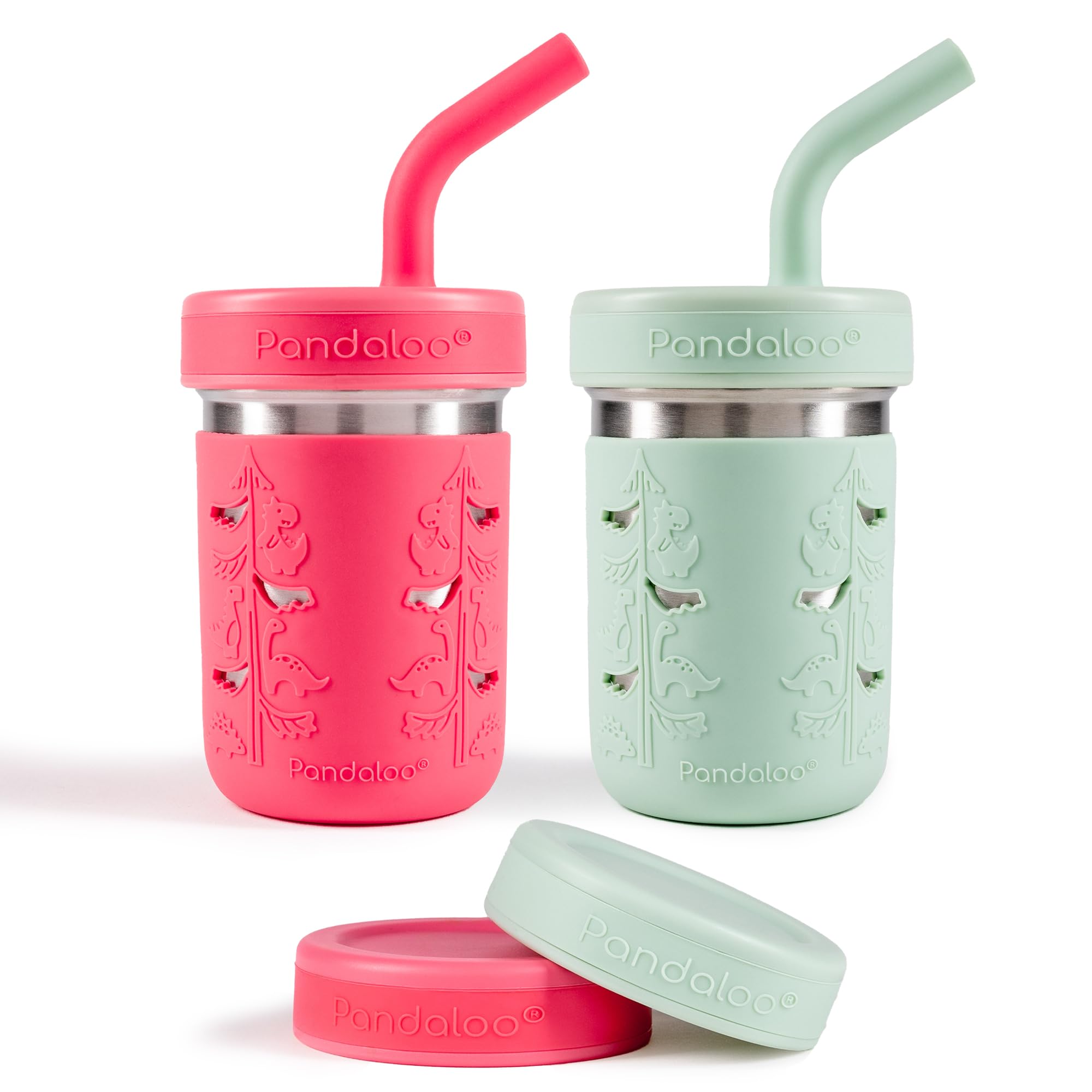 Pandaloo Smoothie Cups for Kids with stainless-steel inner straw for safer sipping