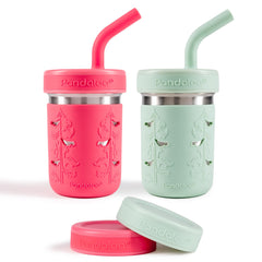 Pandaloo Smoothie Cups for Kids with stainless-steel inner straw for safer sipping