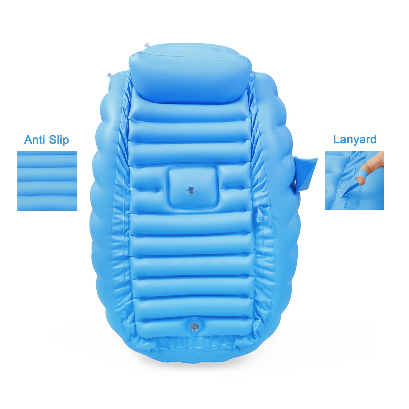 PandaEar bath tub with air pump showing fast inflation for busy parents.