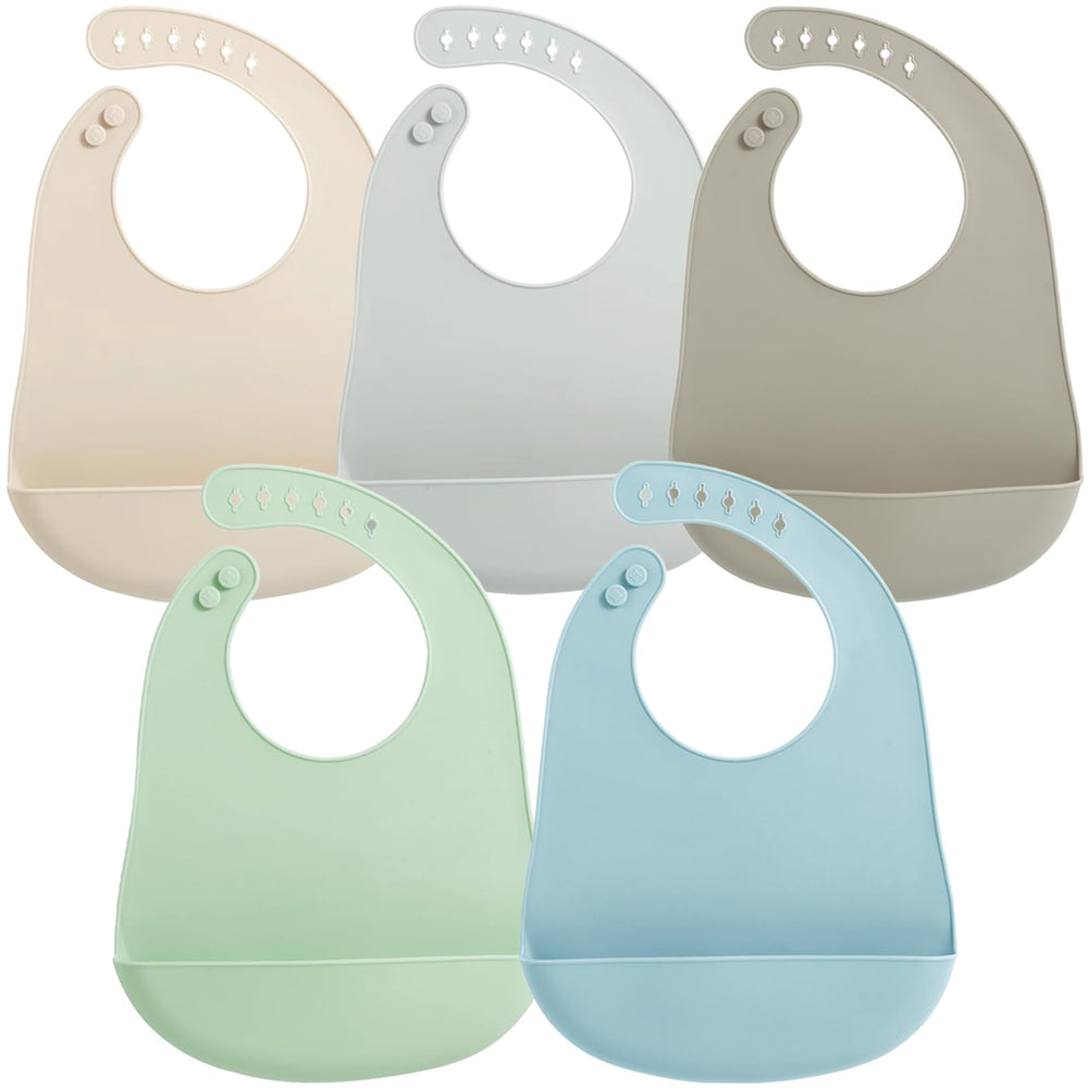 PandaEar baby bibs pack front view showcases slim silicone design for easy cleanup