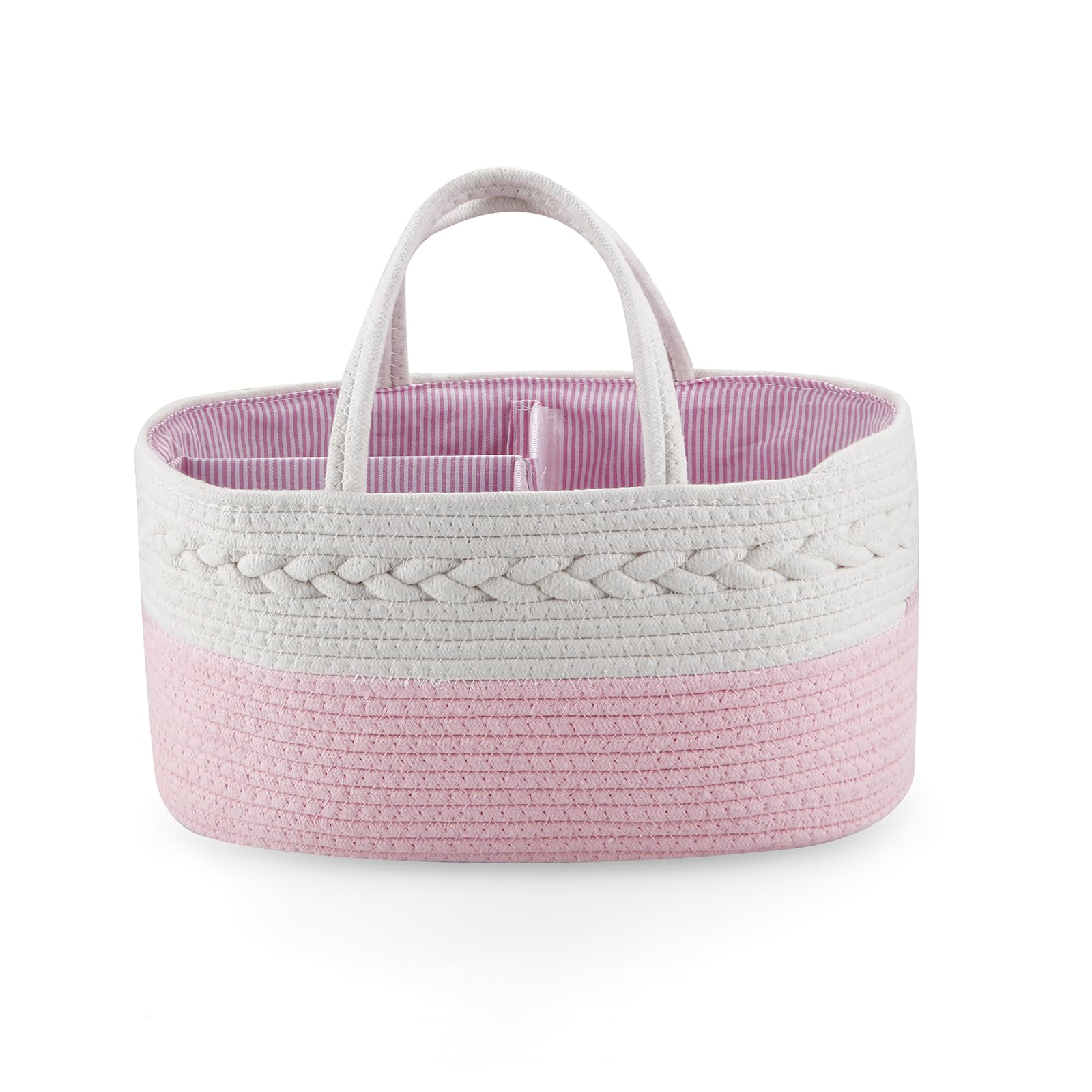 PandaEar baby diaper caddy in pink keeps nursery essentials neatly organized and accessible.