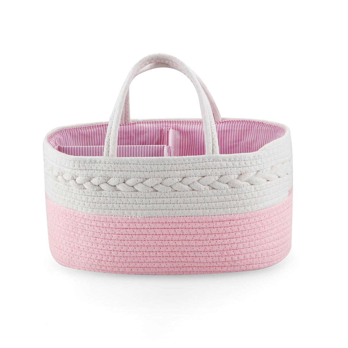 PandaEar baby diaper caddy in pink keeps nursery essentials neatly organized and accessible.