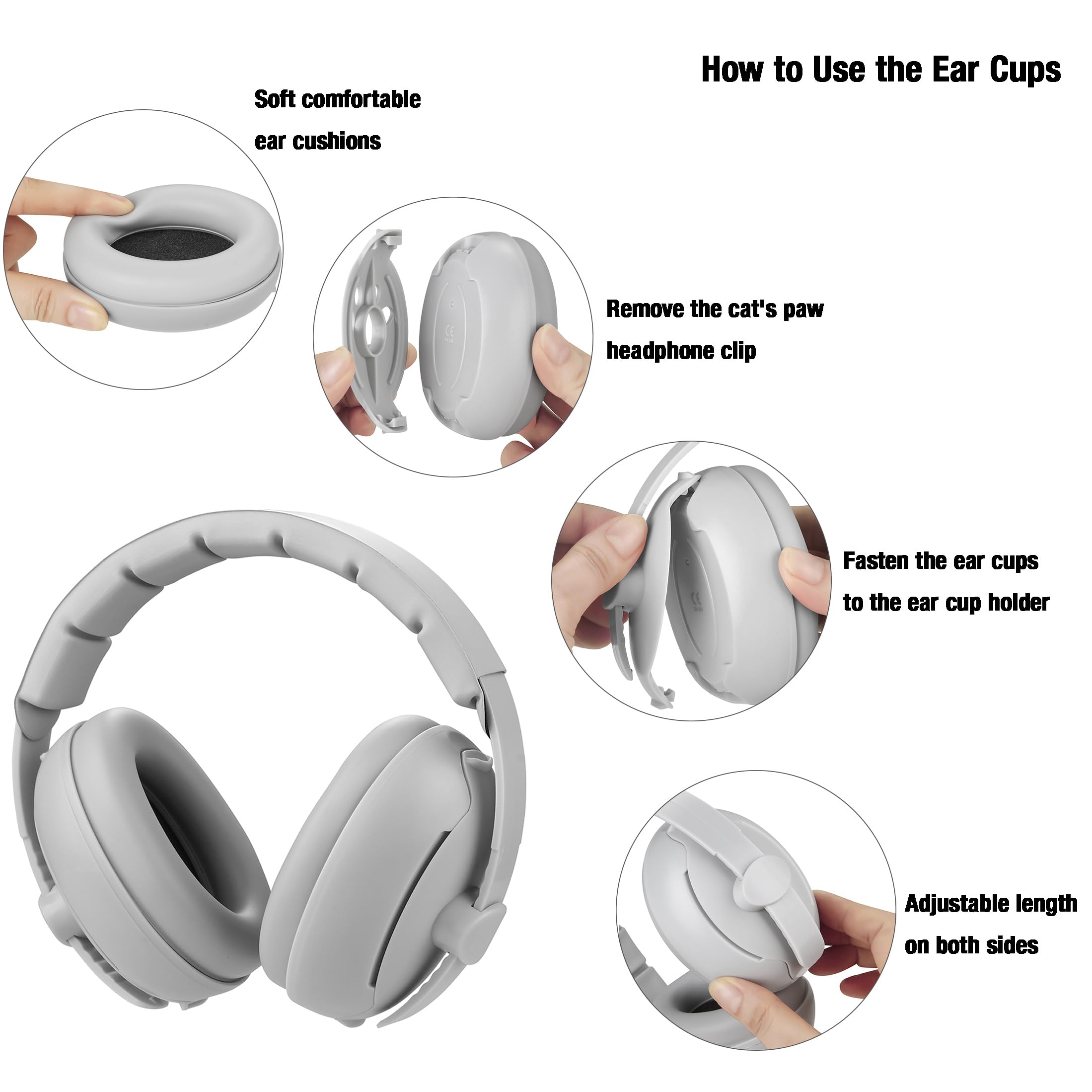 PandaEar ear muffs close-up showing soft foam padding for comfort.