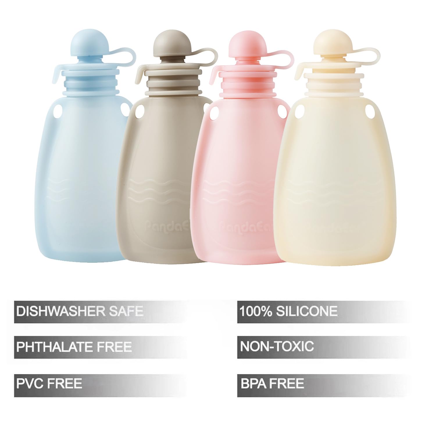 PandaEar pouch sealed cap demonstrates spill-proof design for mess-free snacks.