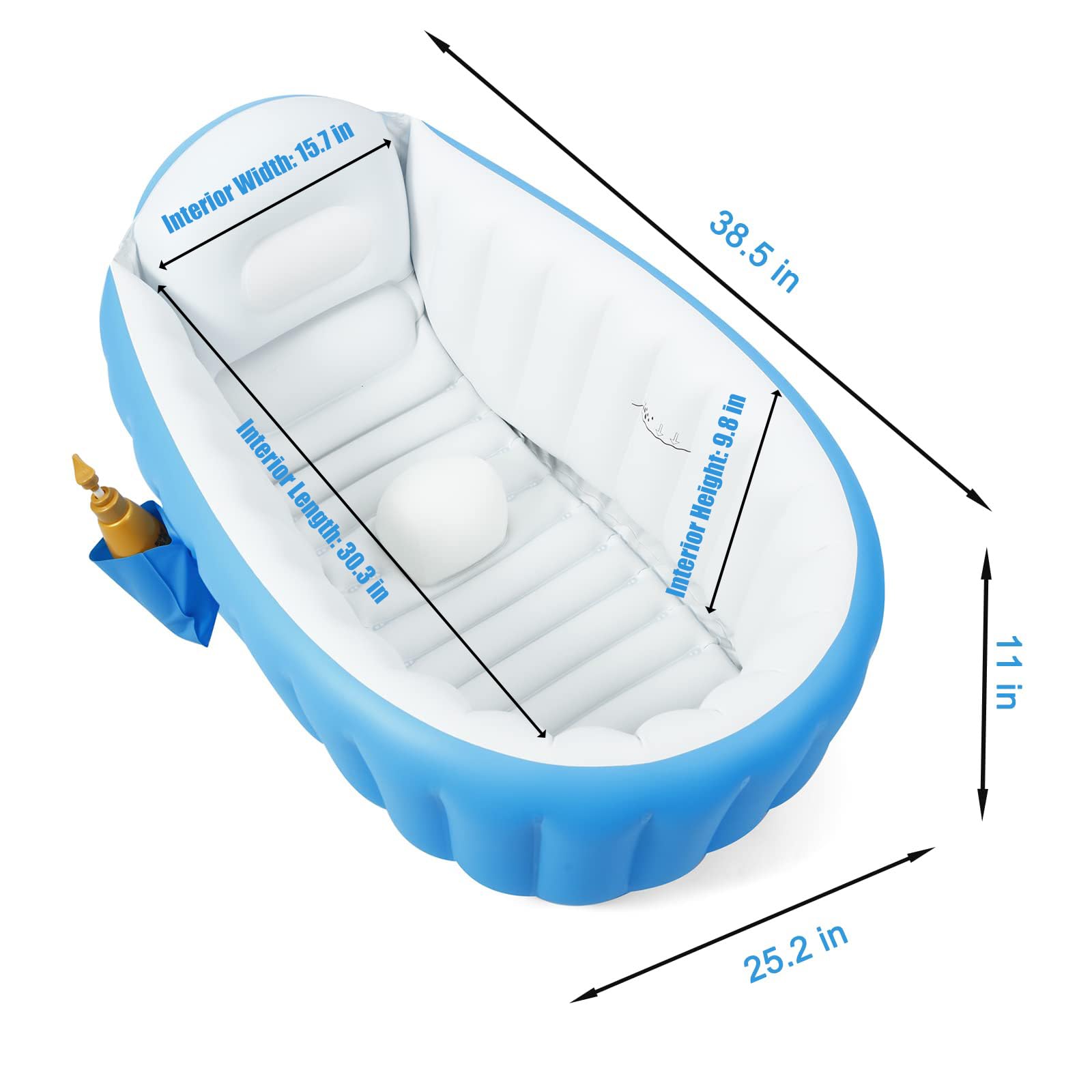 PandaEar inflatable tub close-up of non-slip textured bottom for stability.