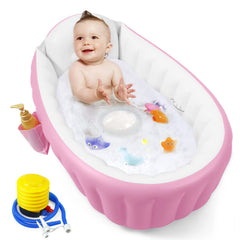 PandaEar baby inflatable bathtub in pink for gentle home baths