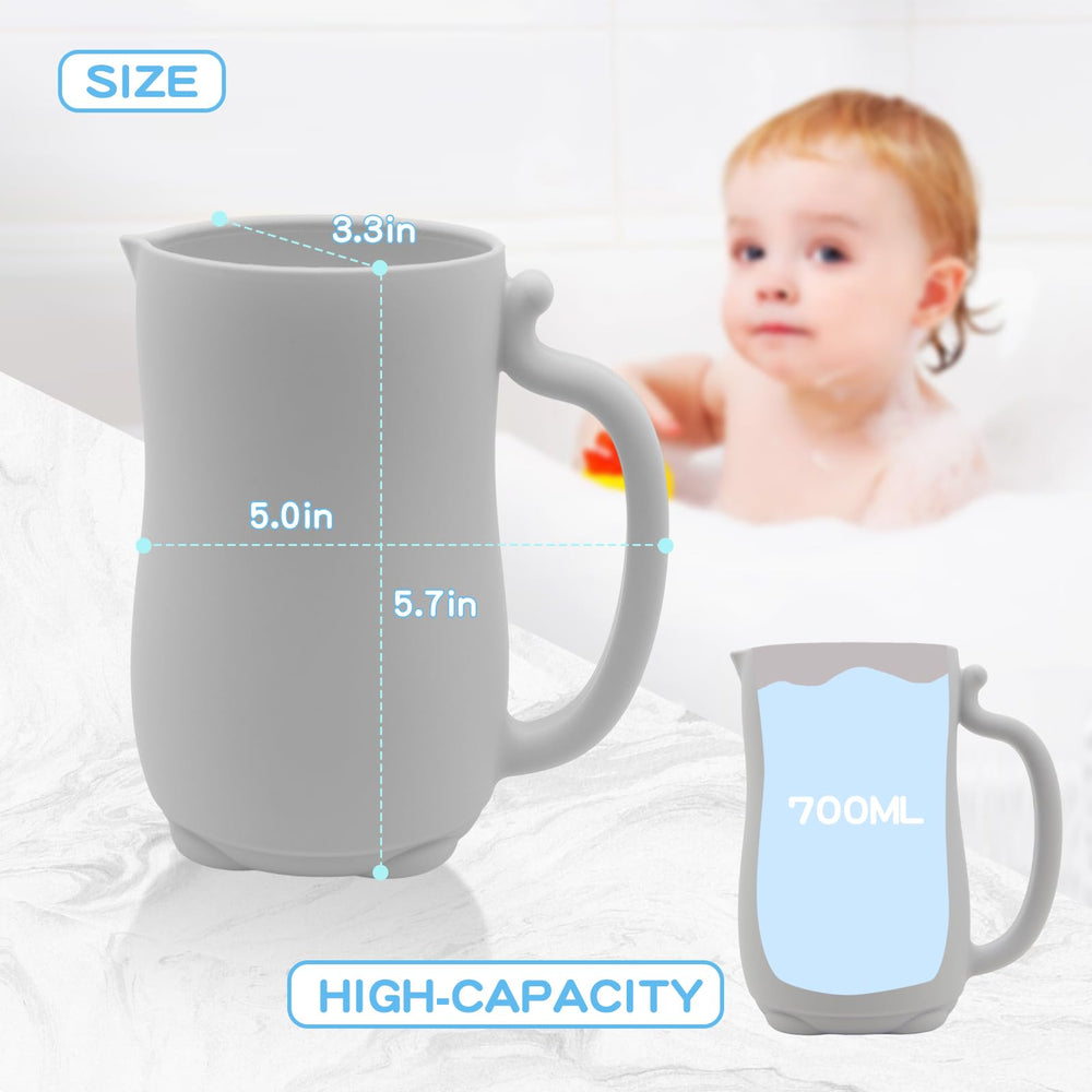PandaEar bath rinse cup with handle ready for bathtime rinsing and control