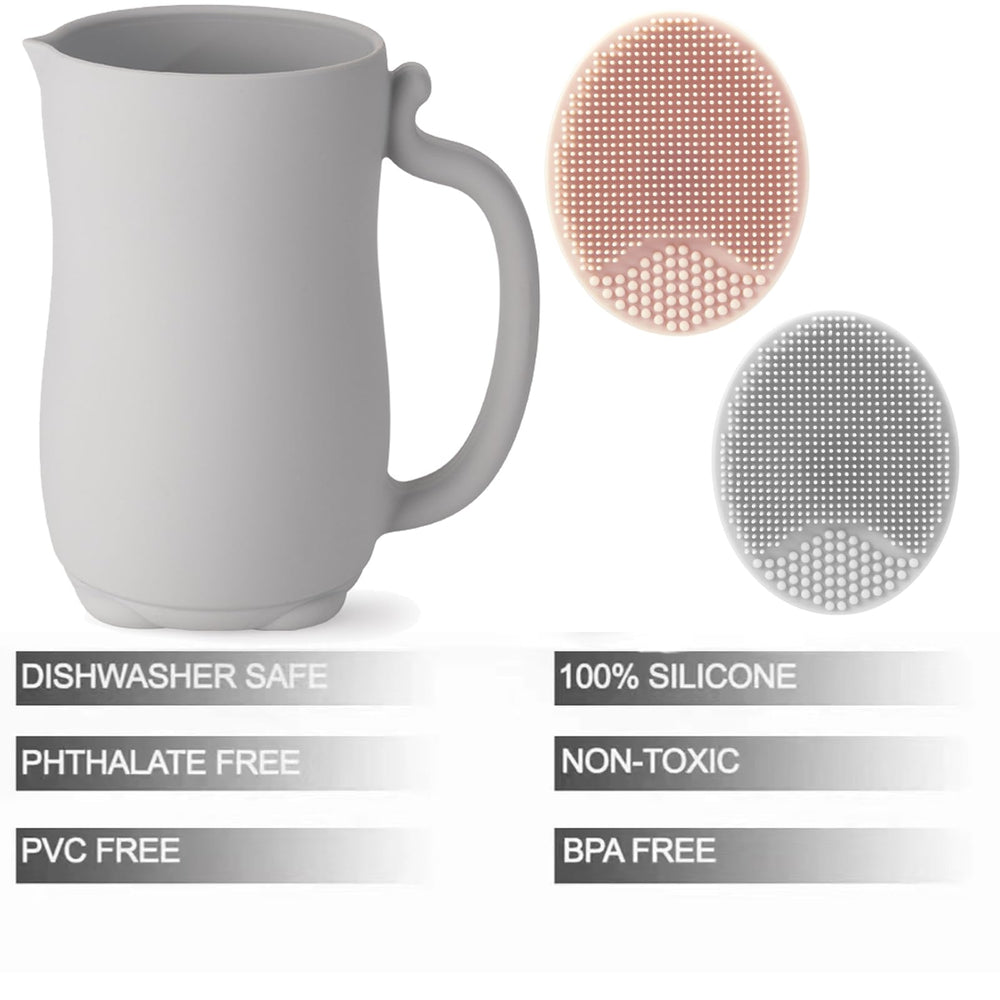 PandaEar bath rinse cup close-up showing textured silicone exterior for secure grip