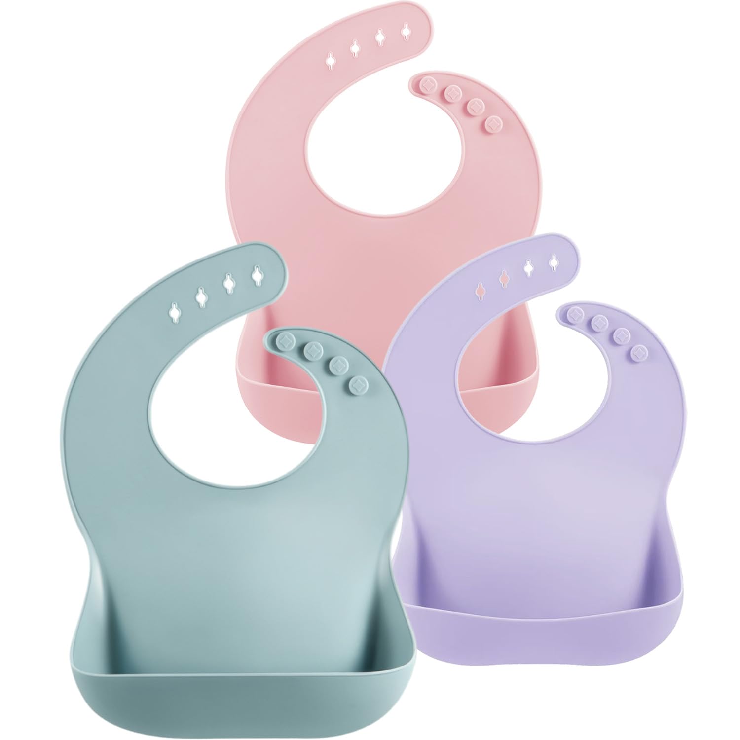 PandaEar blue silicone bib with soft material for gentle mealtime comfort.