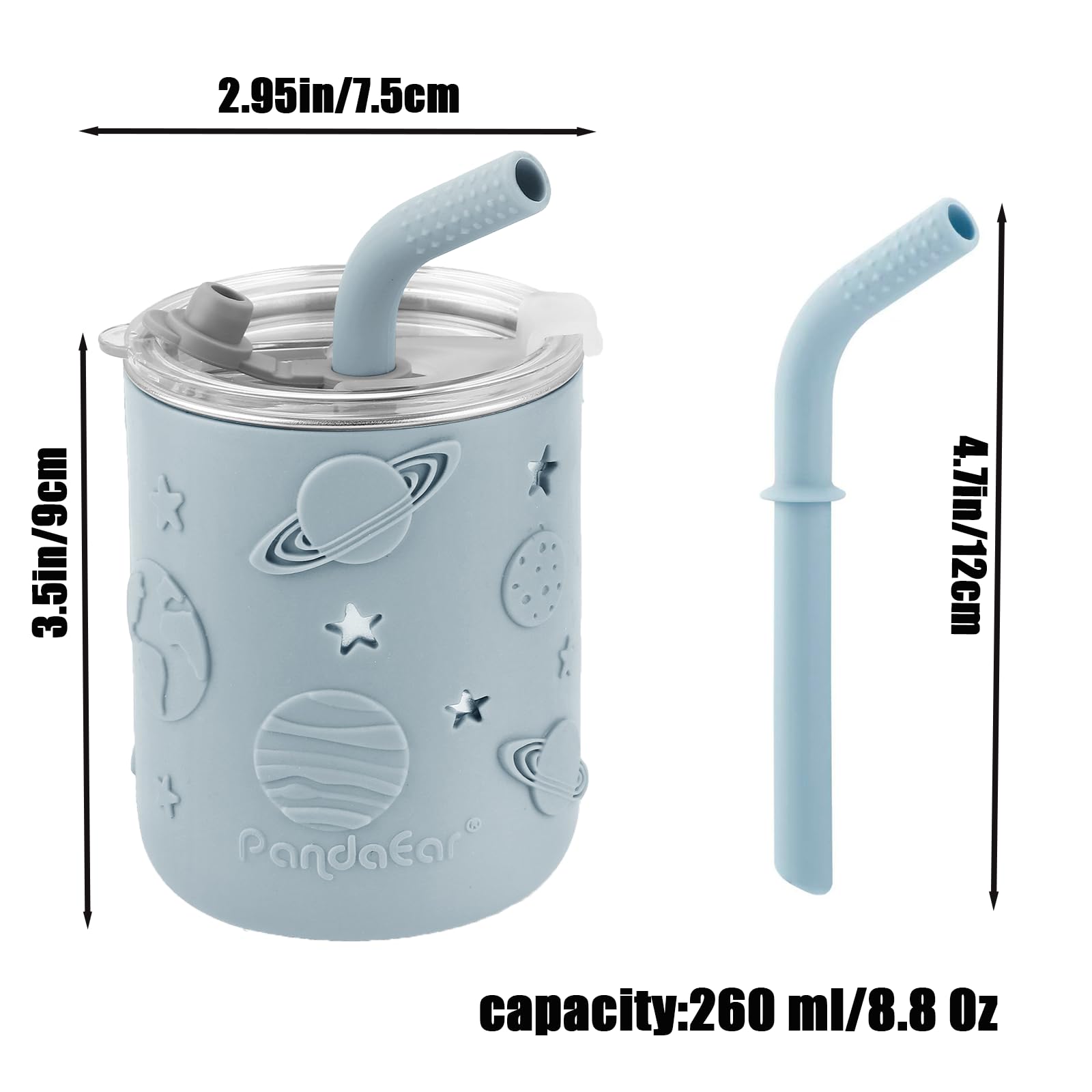 PandaEar blue and grey colorway complements modern kitchen or high chair.