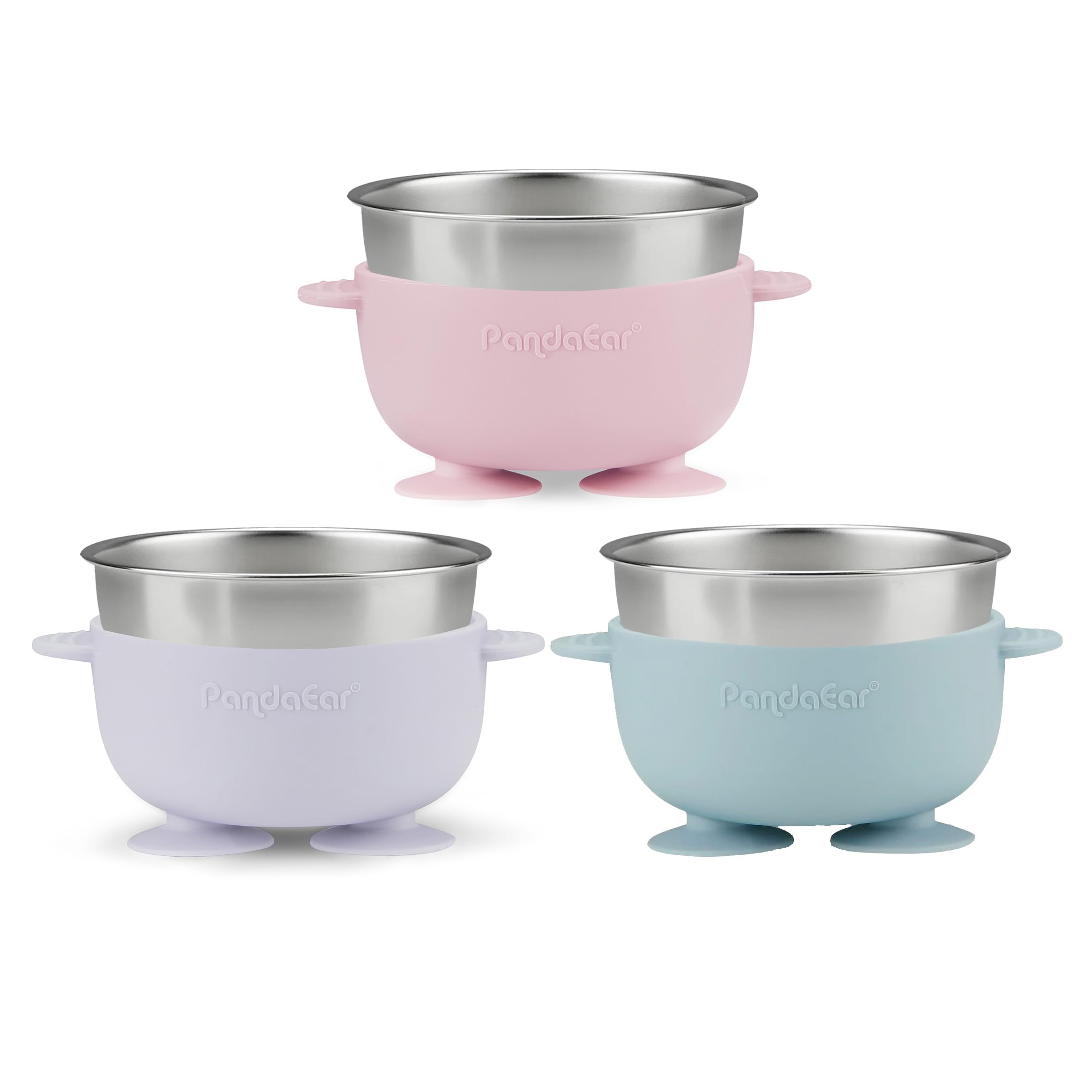 PandaEar wide-bottom bowl provides stability for toddlers during meals.