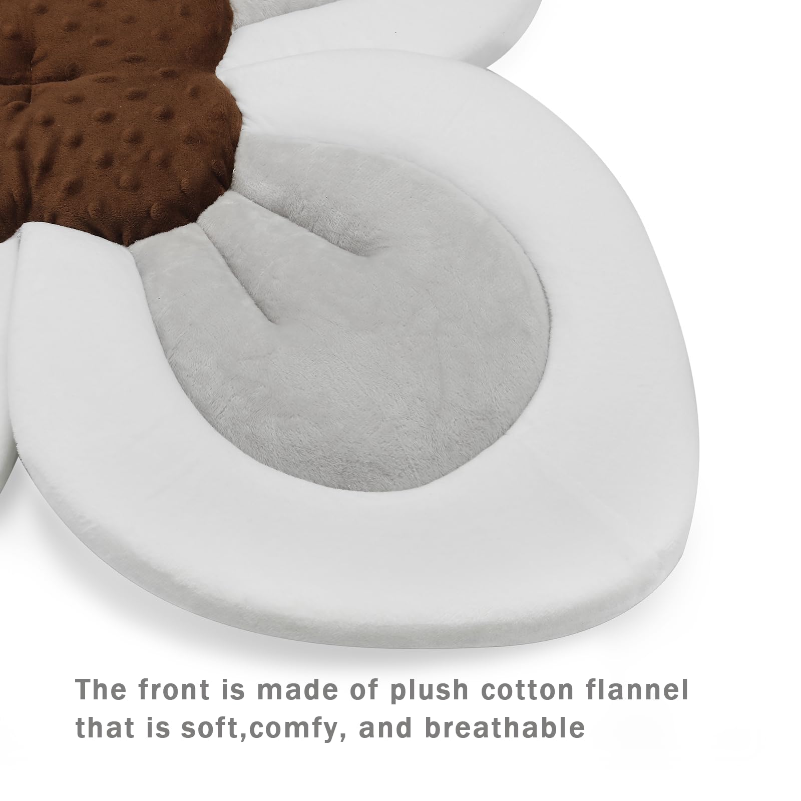 PandaEar Cushioned Petals provide comfortable newborn support during sponge baths.