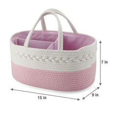 PandaEar diaper caddy with three compartments for diapers, wipes, and creams.
