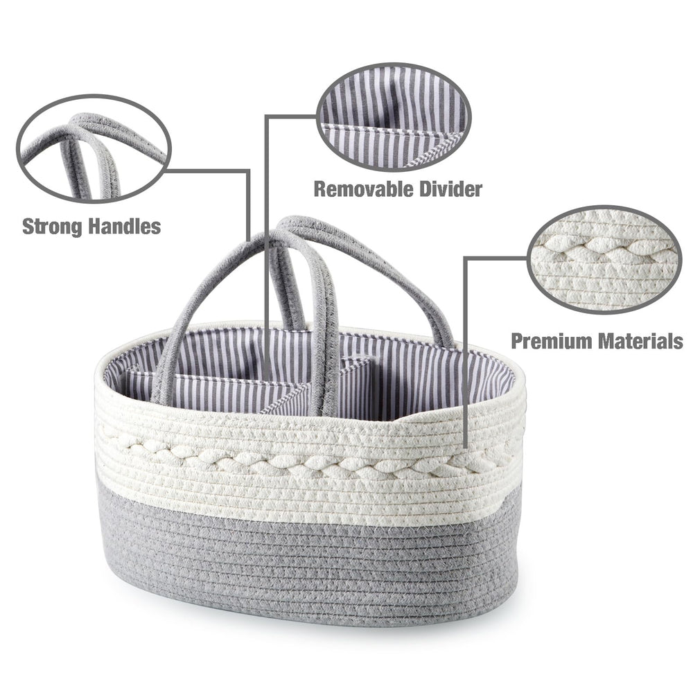 Pandarear diaper caddy three-compartment design keeps essentials neatly organized.