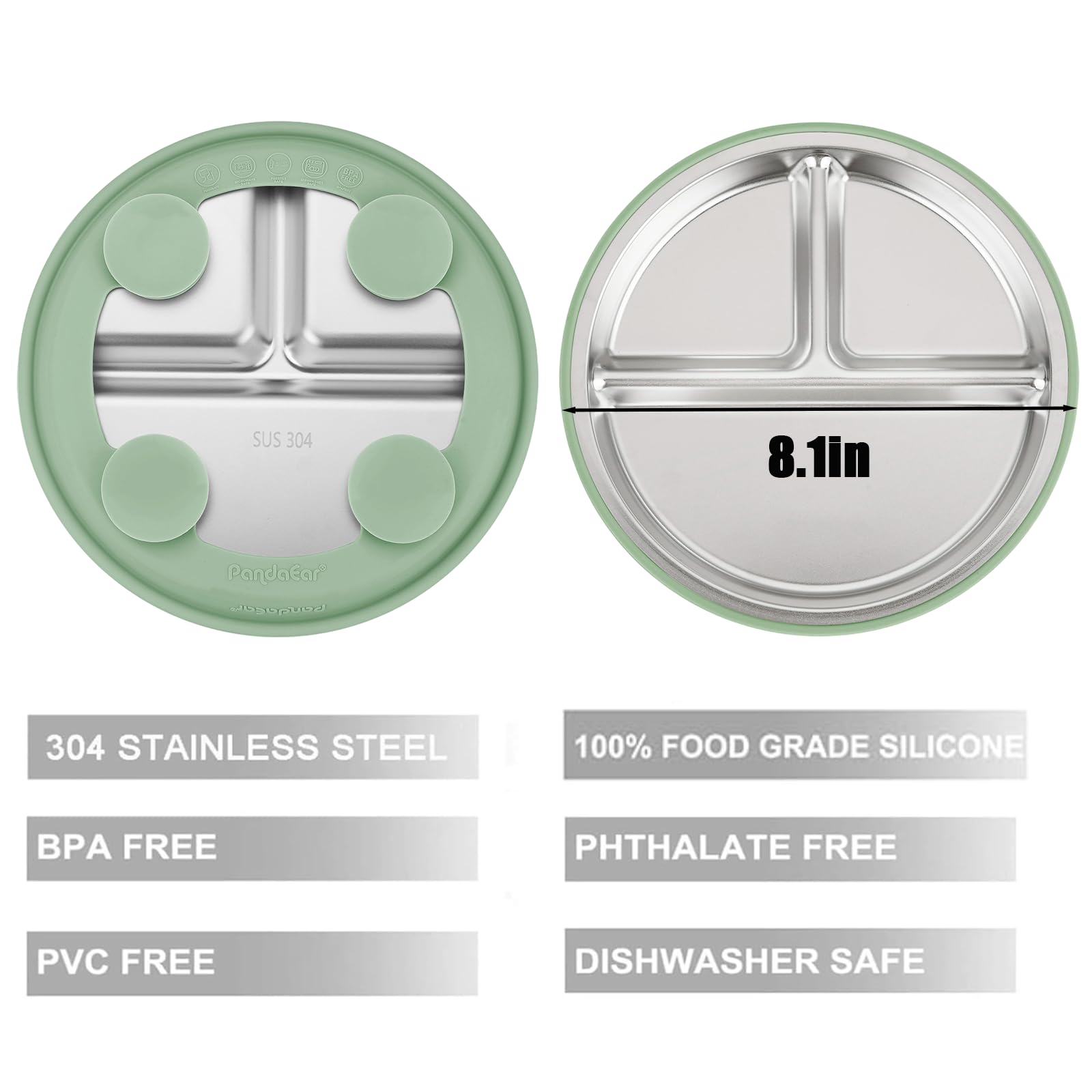 PandaEar divided plate keeps foods separate for picky eaters.