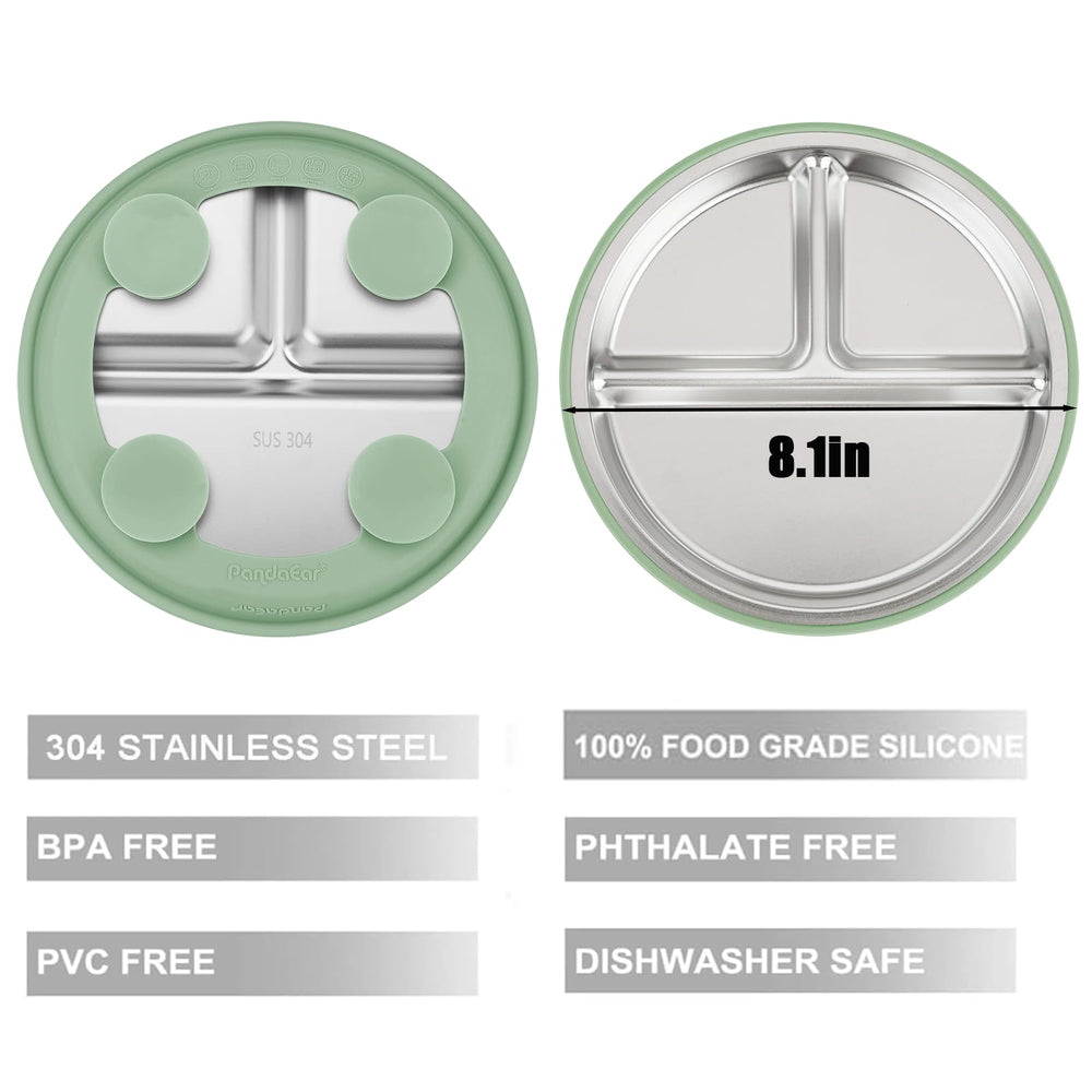 PandaEar divided plate keeps foods separate for picky eaters.