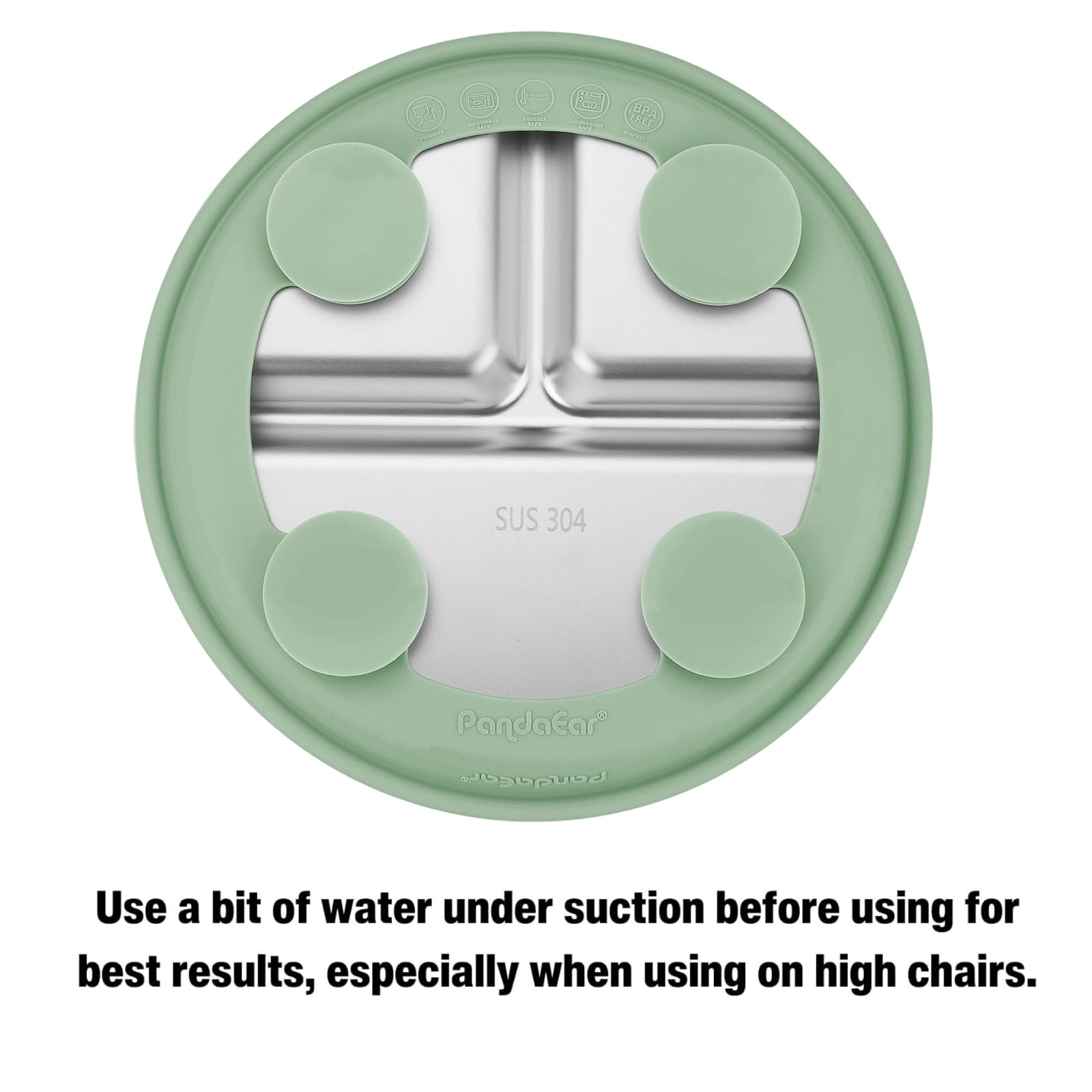 PandaEar divided plate with compartments for balanced meals.