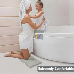 PandaEar padded elbow rest provides ergonomic comfort during baby's bath.