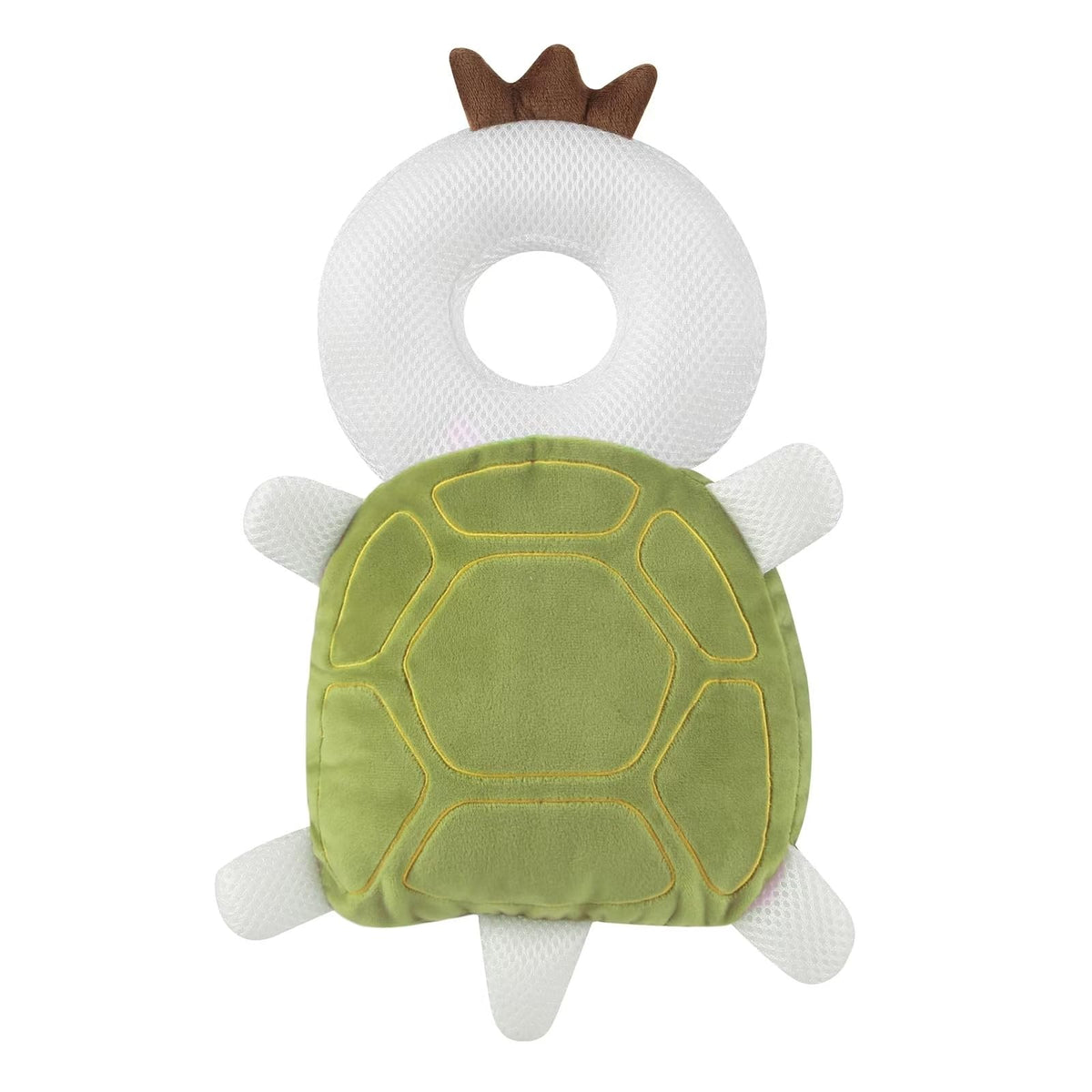 PandaEar head protector in green cushions little heads during crawling and walking adventures.