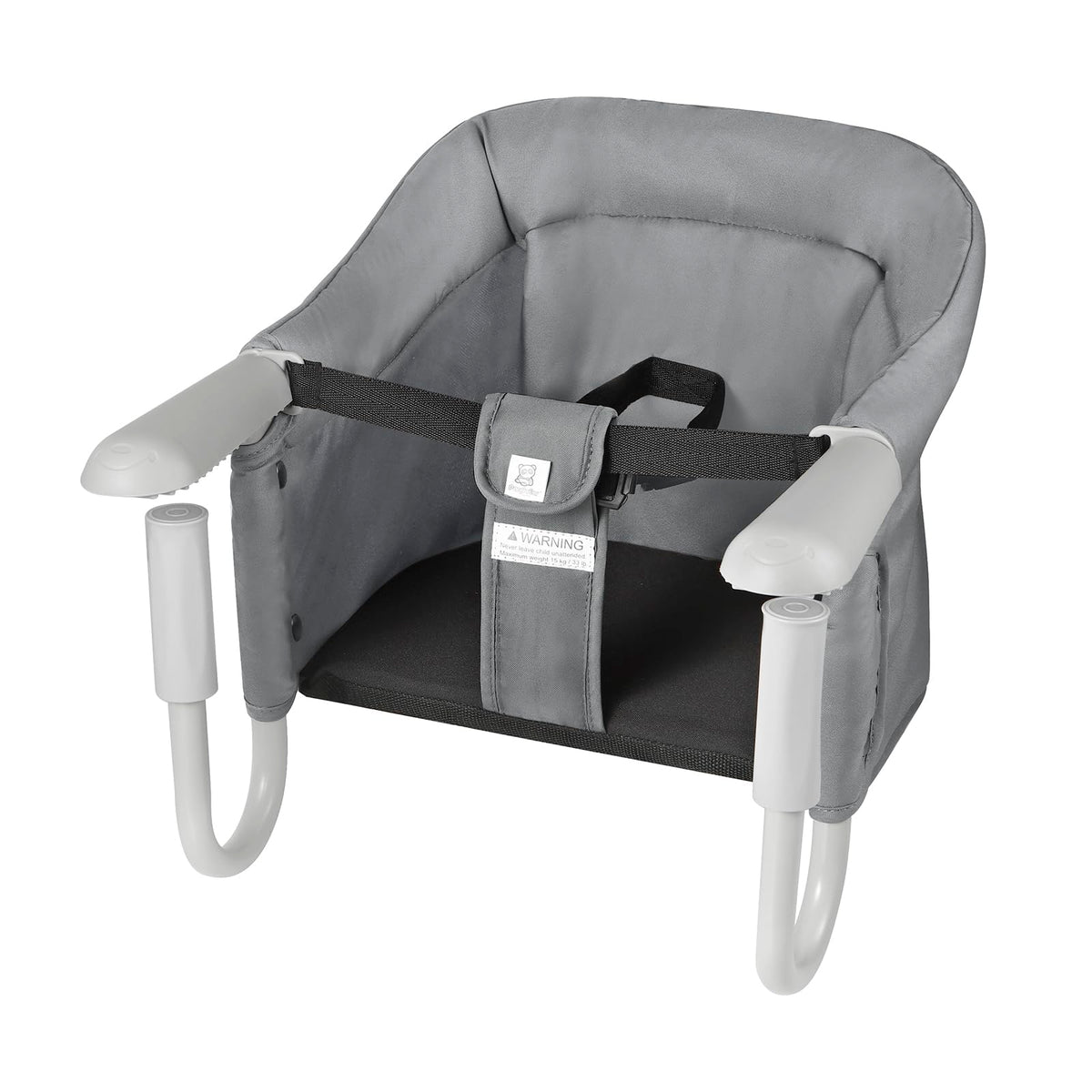 PandaEar Hook-On High Chair attached to a table for secure, family-friendly dining.