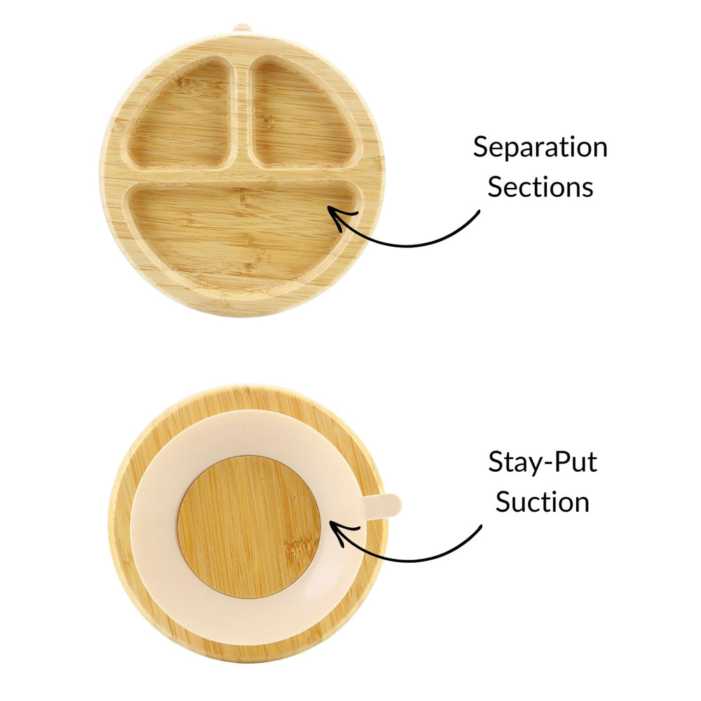 PandaEar plate set on a table illustrating splash-free mealtime with suction base.
