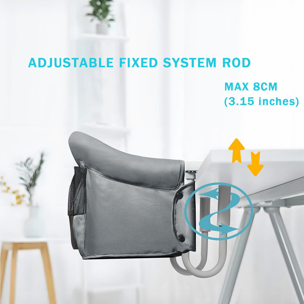 PandaEar portable high chair folded flat for travel and compact storage.