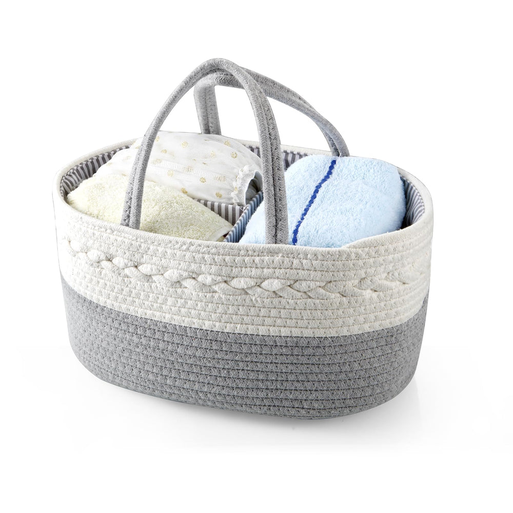 Pandarear rope diaper organizer adds stylish nursery storage.