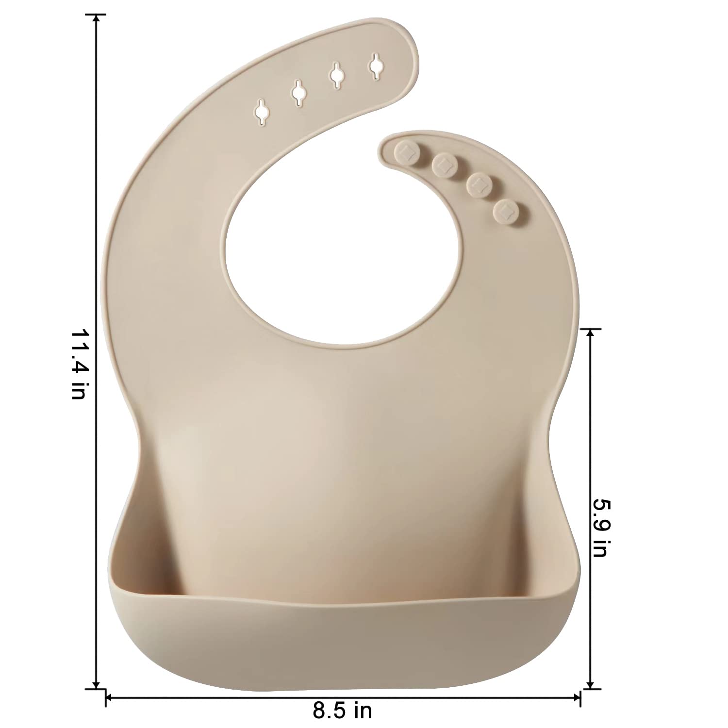 PandaEar silicone baby bib with sturdy-pocket design catches crumbs.