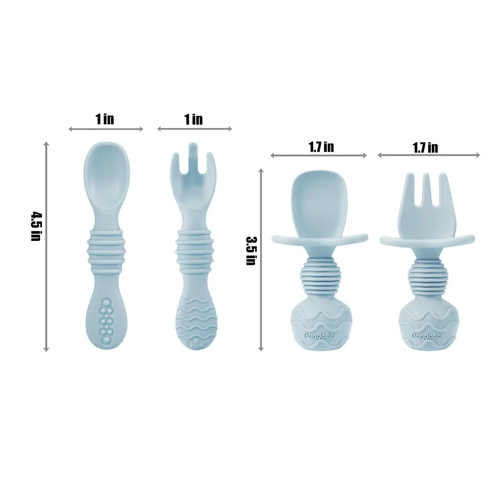 PandaEar blue forks crafted for safe, beginner self-feeding.