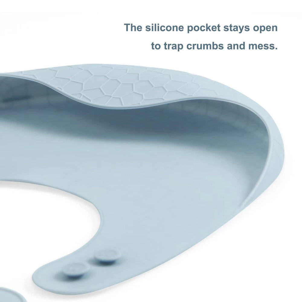 PandaEar soft silicone bibs stay gentle on skin during feeding.