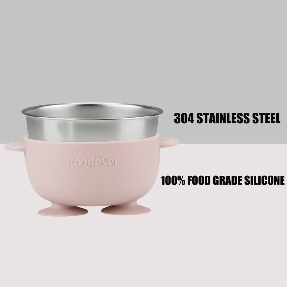 PandaEar silicone bib with wide food catcher keeps clothes cleaner during meals