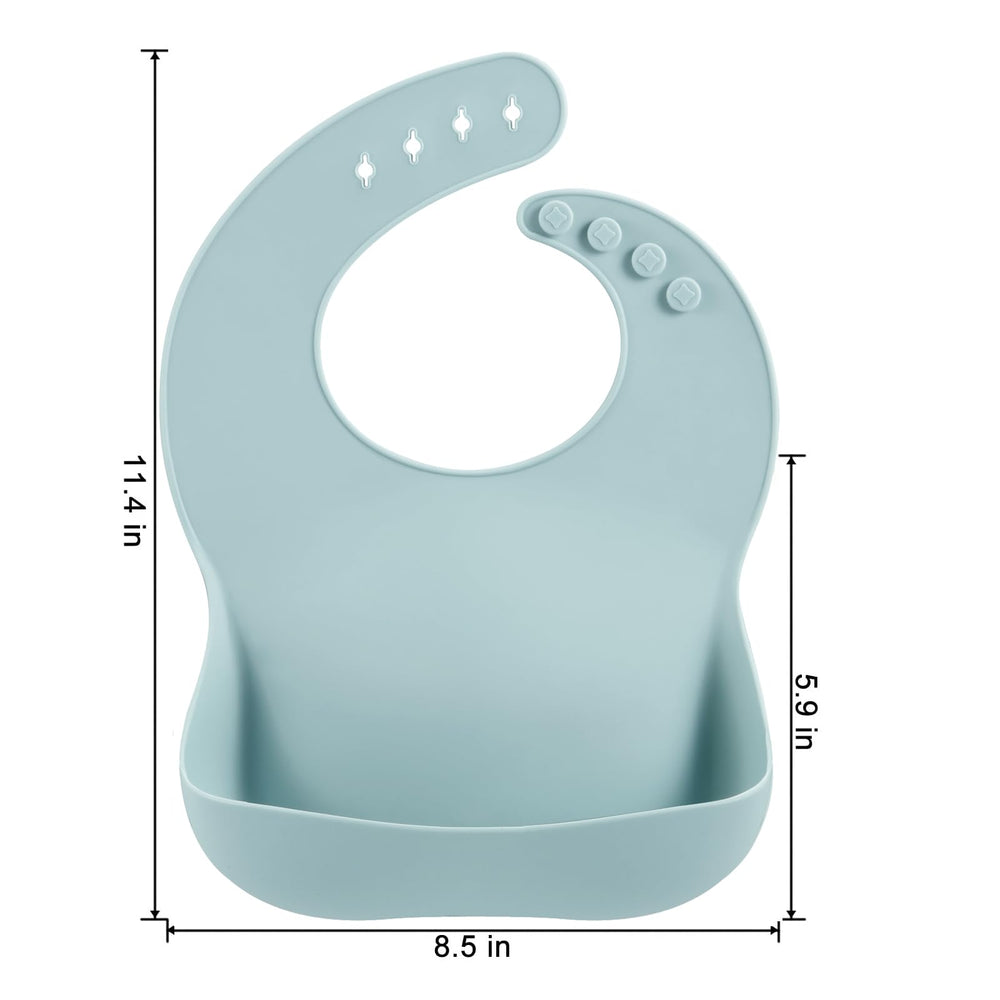 PandaEar gray silicone bib with open pocket for mess containment