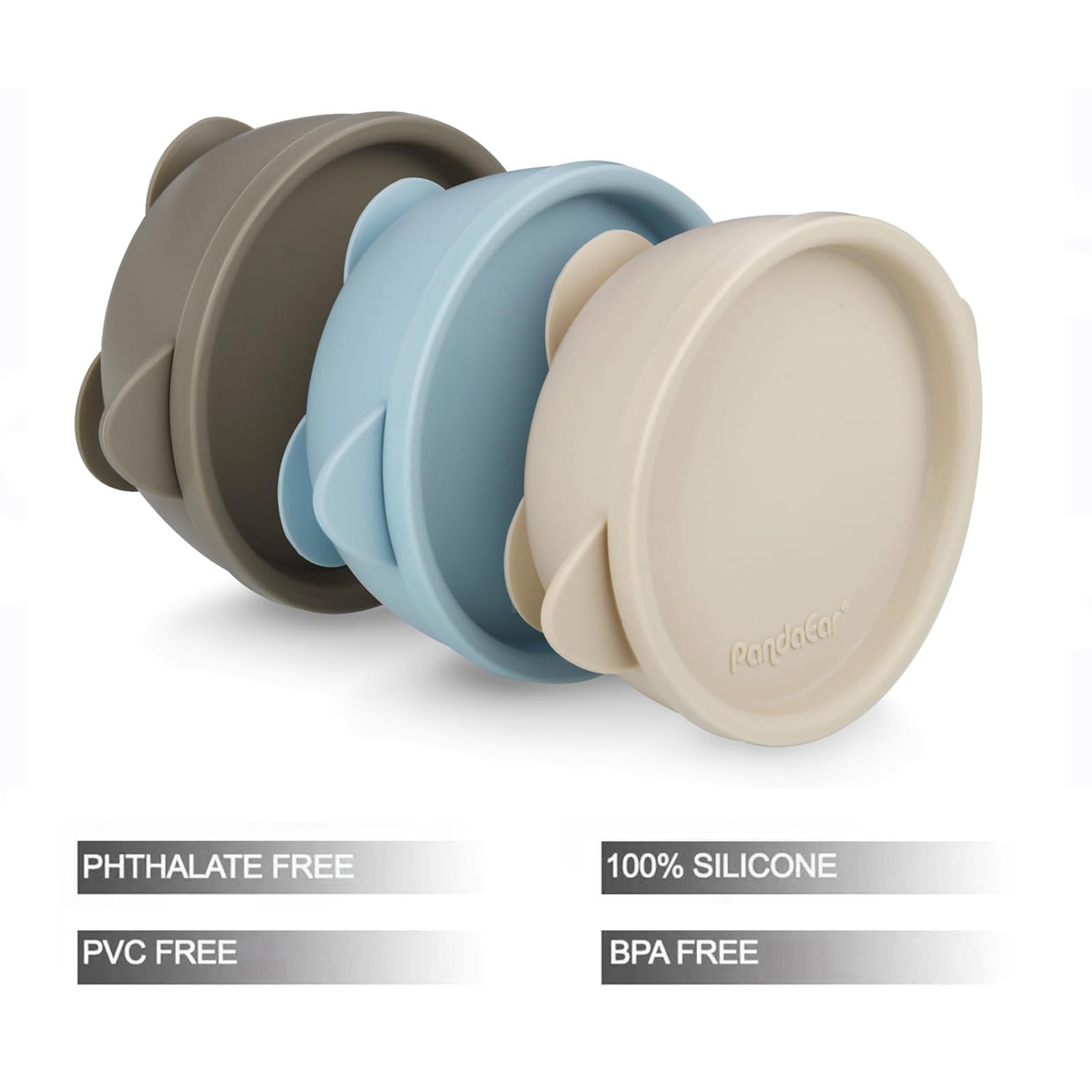 PandaEar silicone lids seal leftovers securely for on-the-go meals.