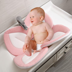 PandaEar sink bath seat cushions and supports during bathtime.
