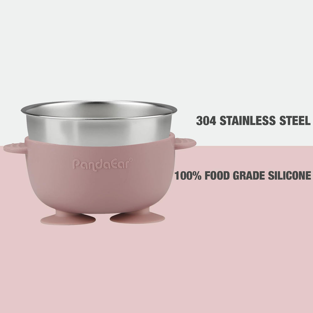 PandaEar stainless steel bowls resist stains and odors for long-lasting use.
