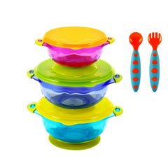 PandaEar Stay Put bowls in three sizes prevent spills during toddler meals.