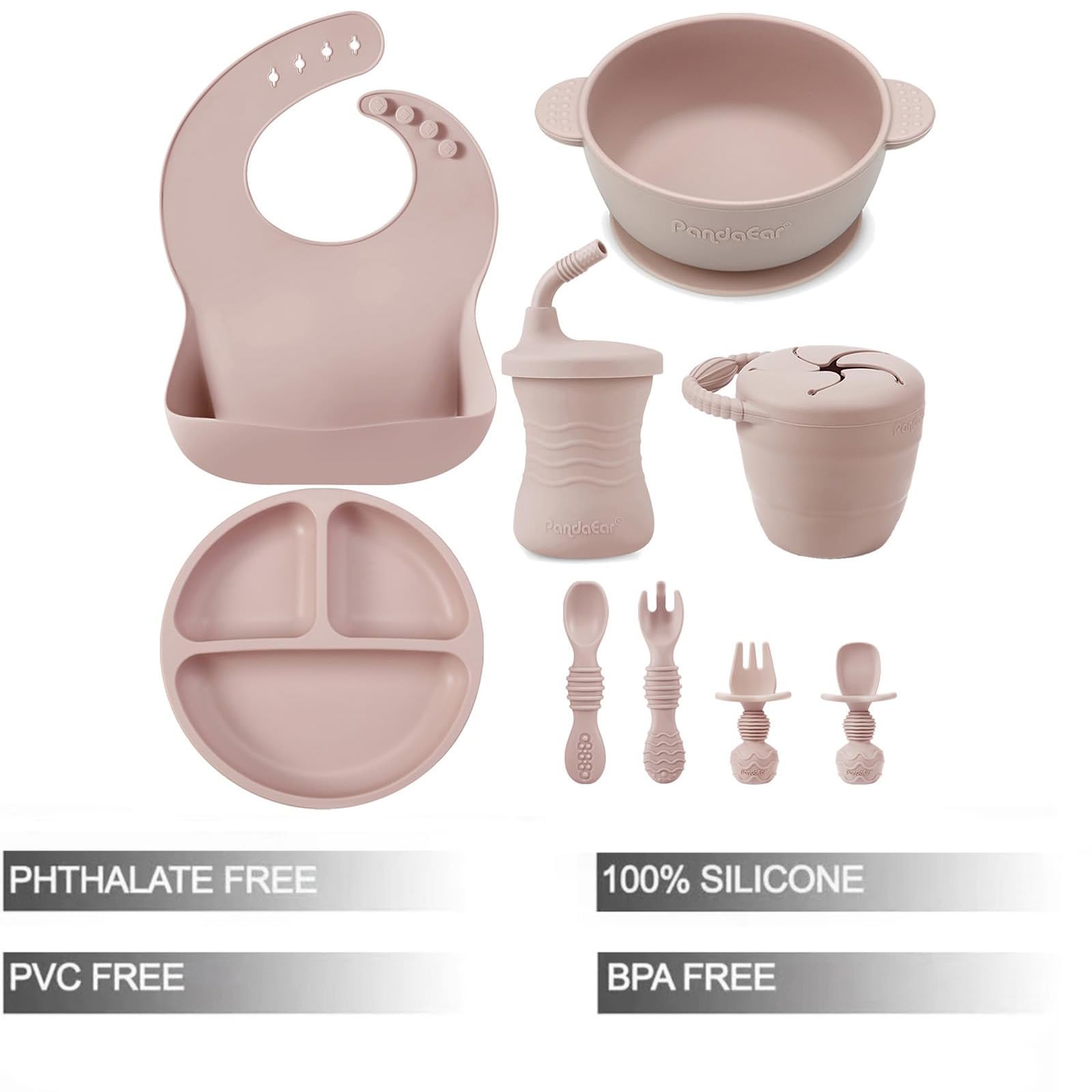 PandaEar suction plate with strong grip reduces spills during meals.