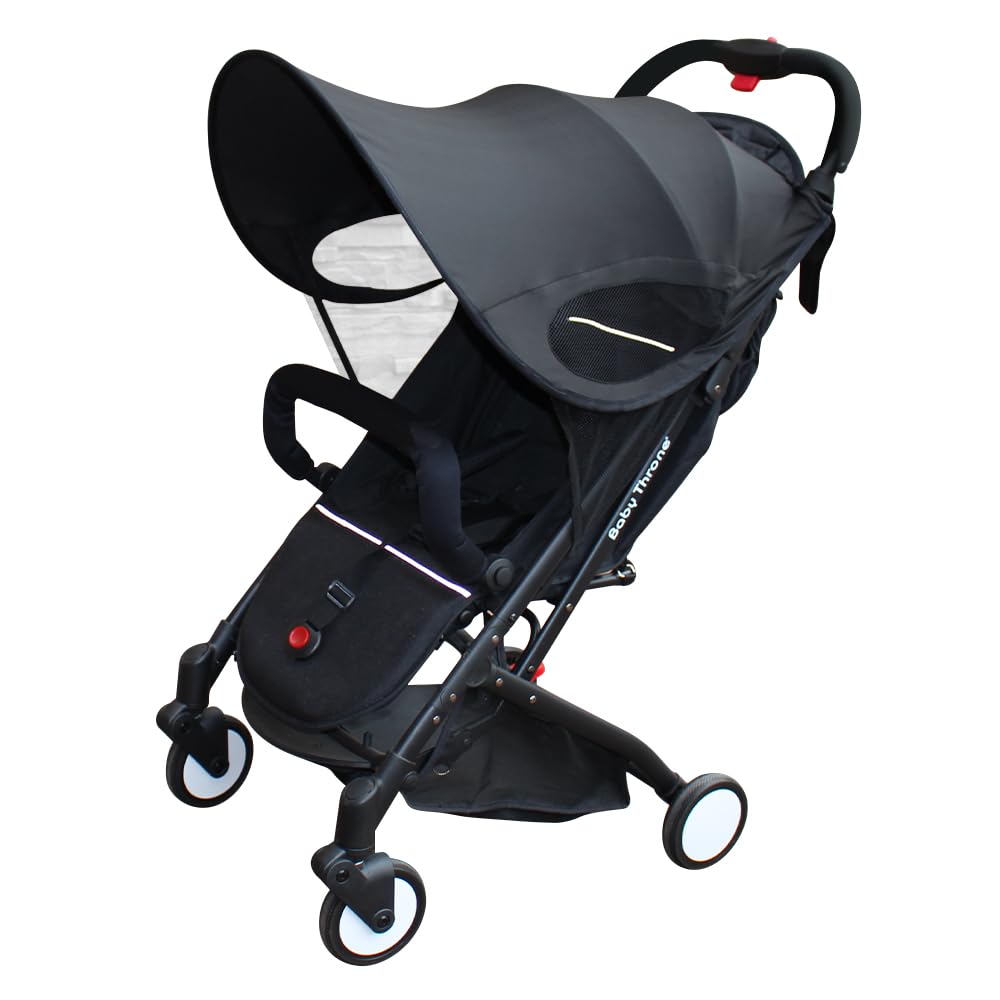 PandaEar sun shade on baby stroller with UPF 40+ protection