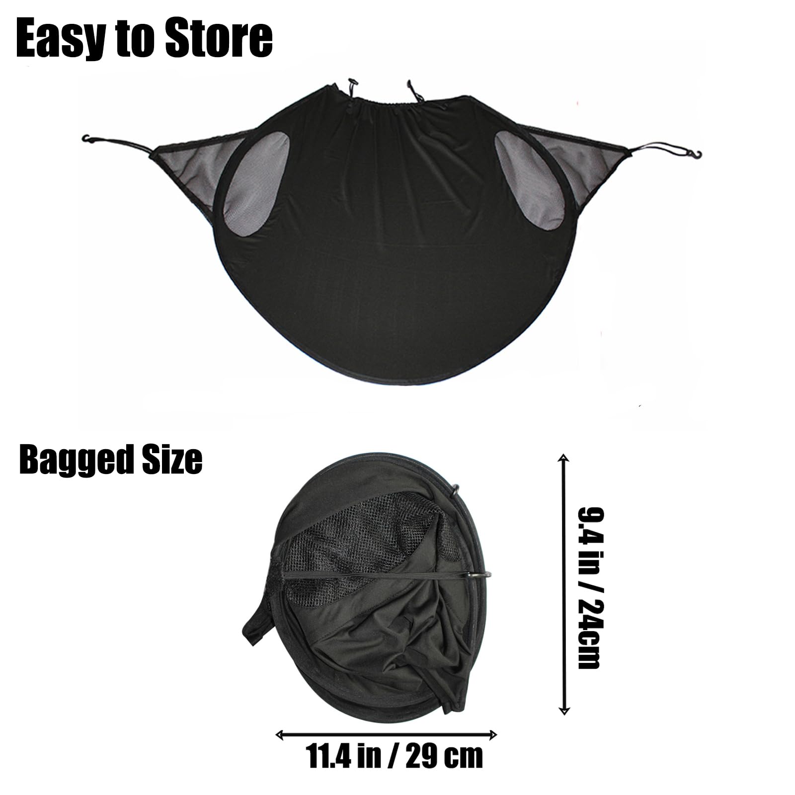PandaEar sun shade folds compactly for travel and storage
