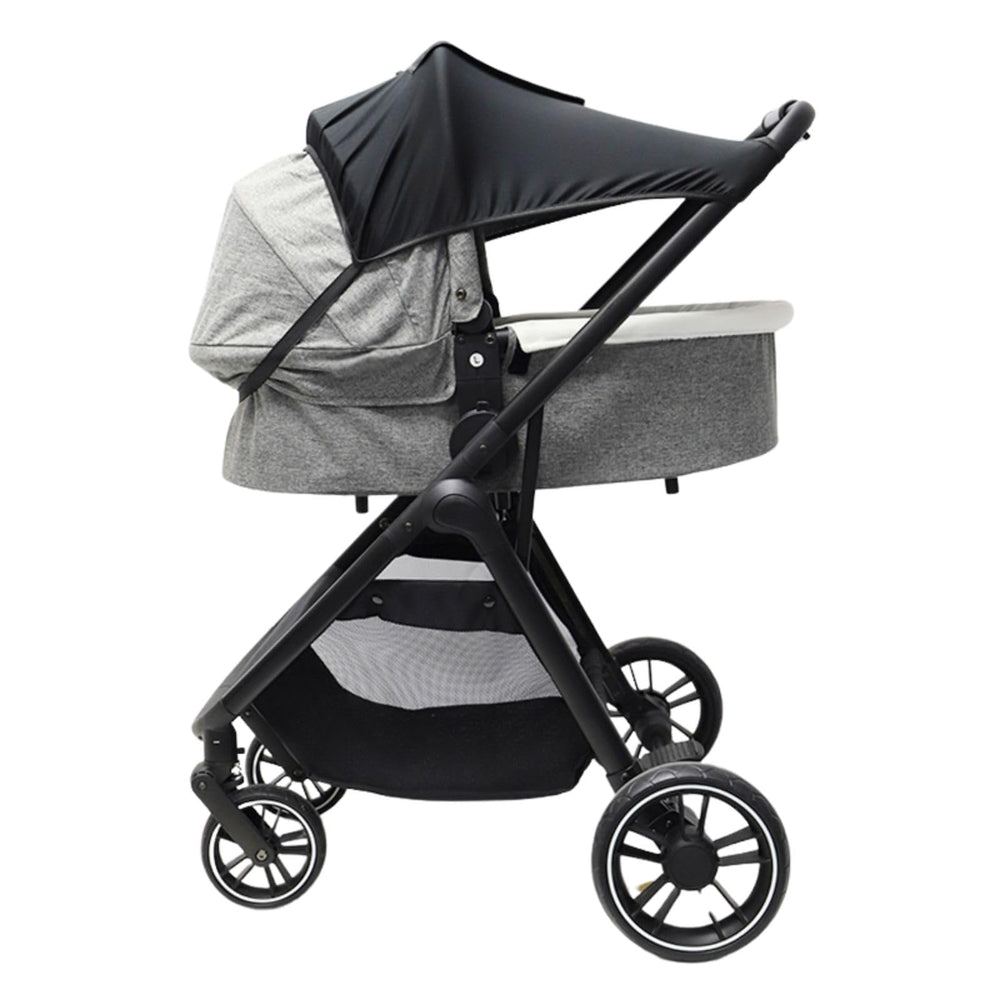PandaEar sun shade with mesh window maintains airflow while keeping baby visible