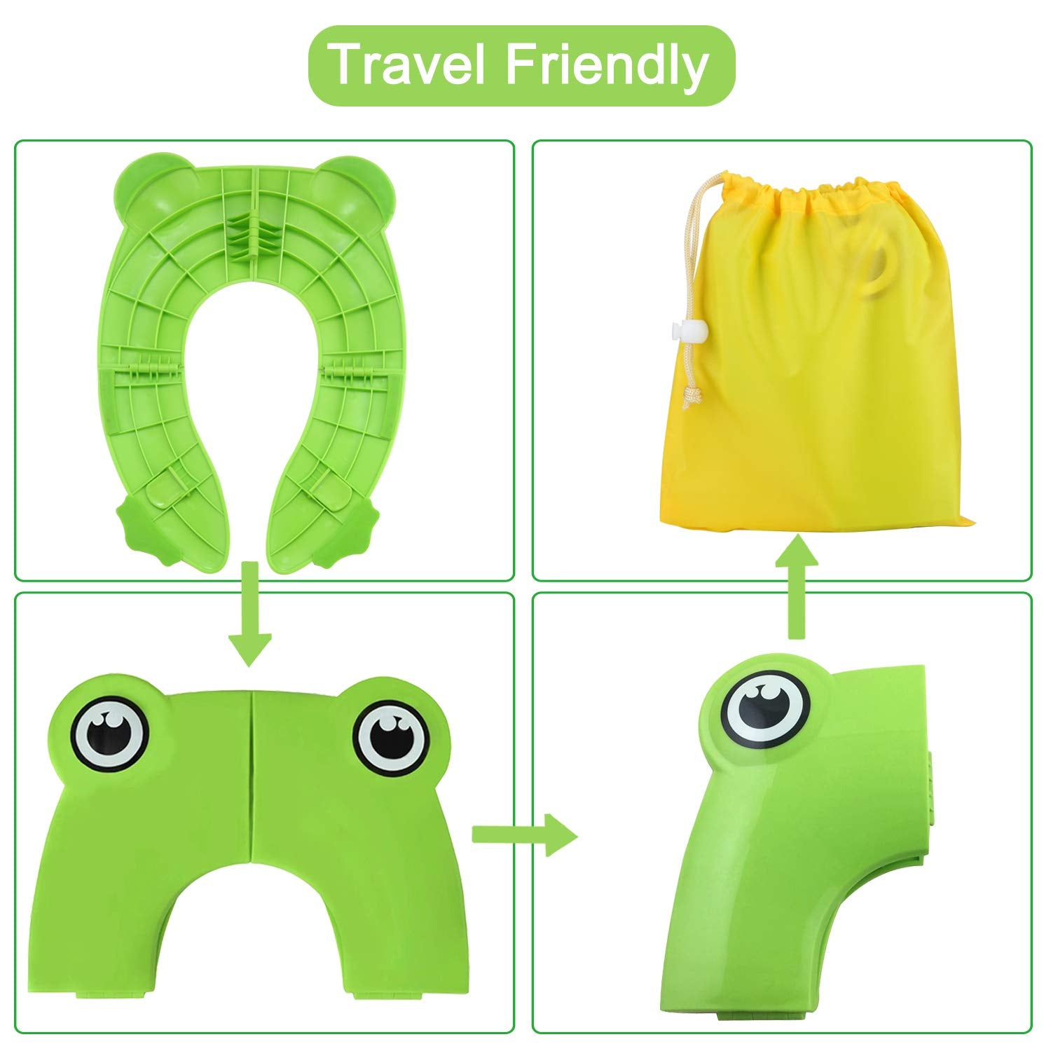 PandaEar froggy design seat cover engages toddlers during potty time.