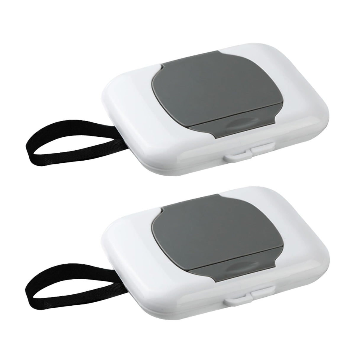 PandaEar two-pack wipes dispenser with closed lid for easy diaper bag storage.