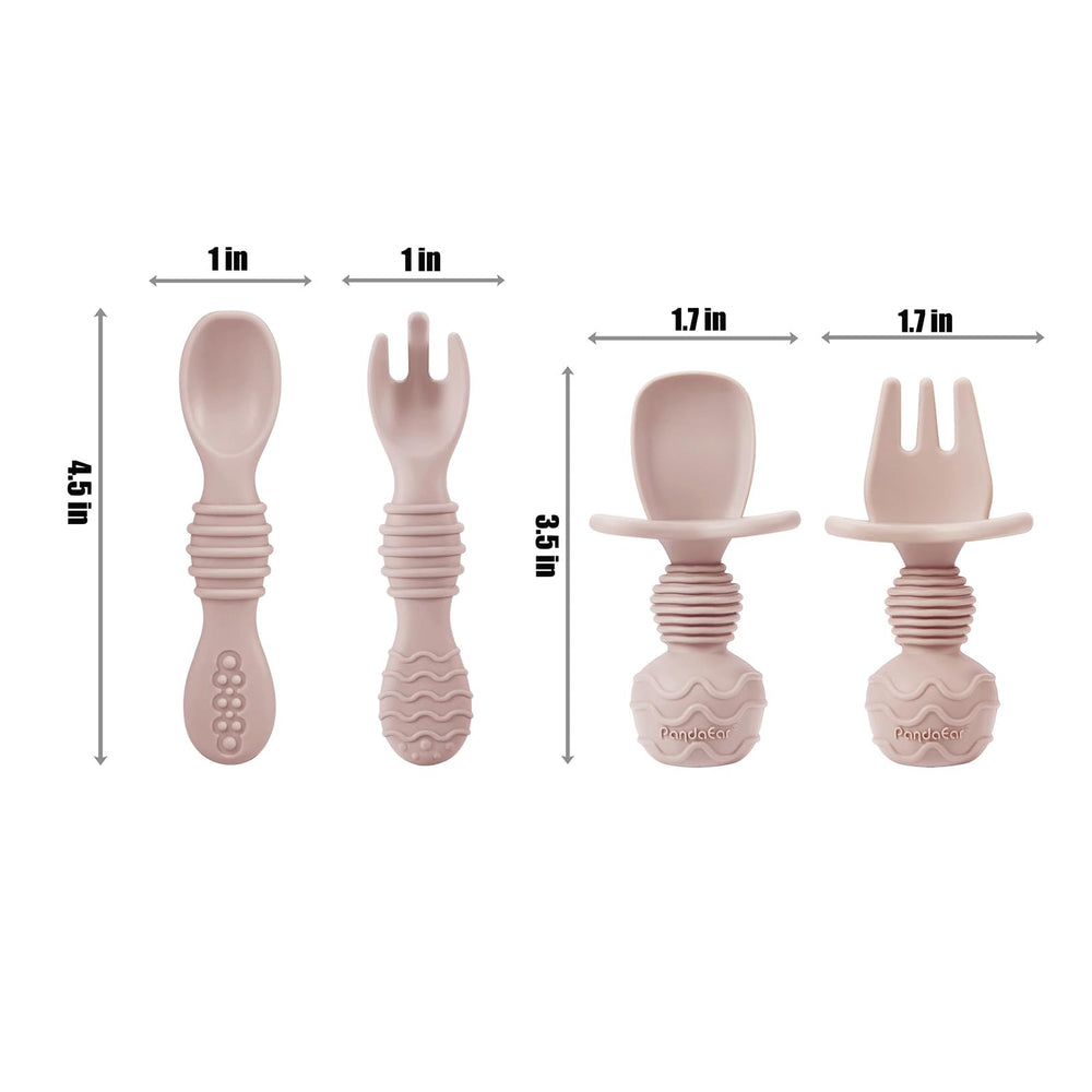 PandaEar utensils set supports early feeding with two spoons and two forks.