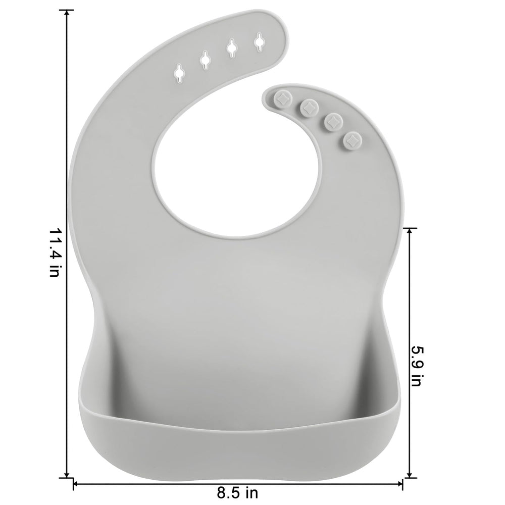 PandaEar waterproof toddler bib with large pocket catching crumbs and spills.