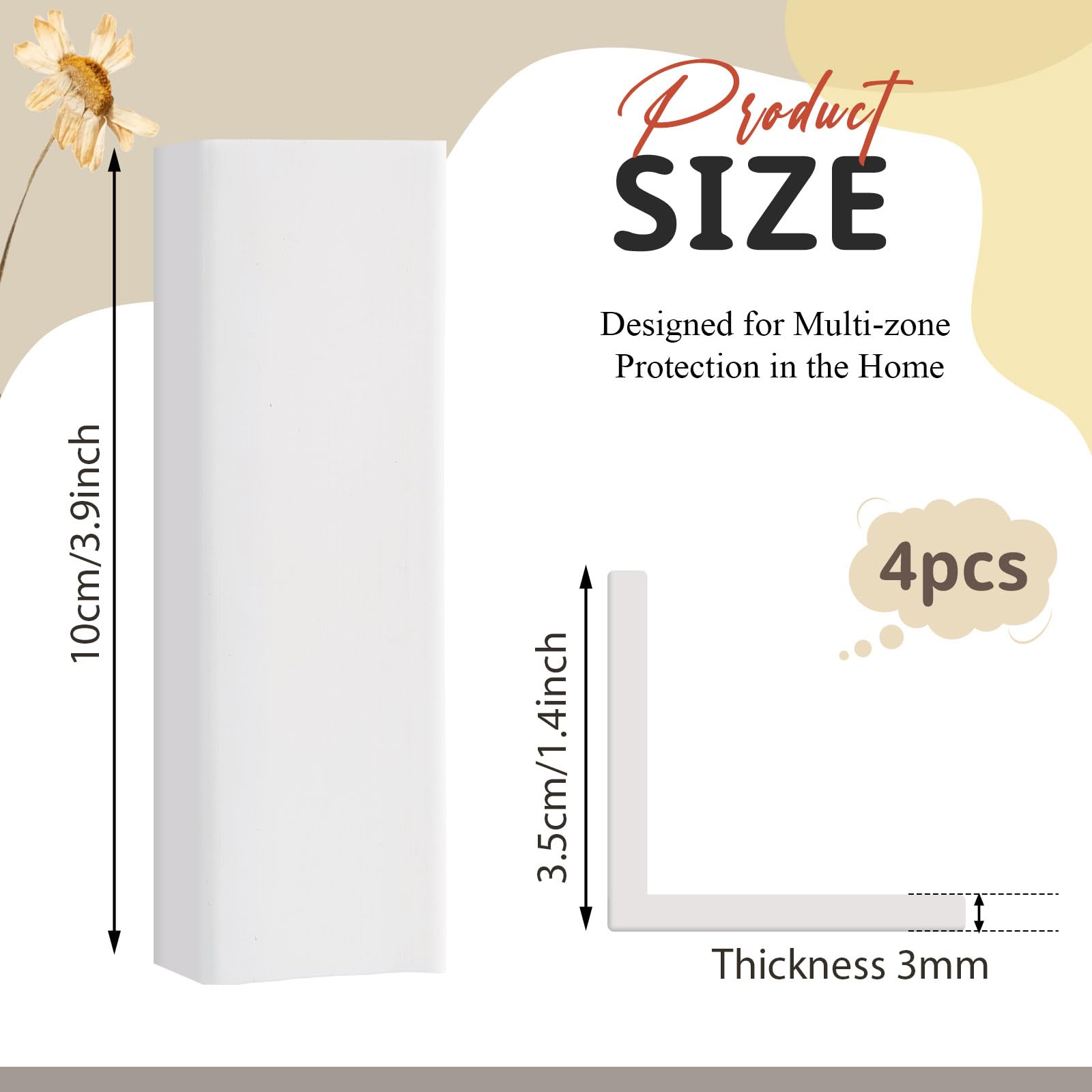 Pangda white matte texture corner protectors blend with decor.