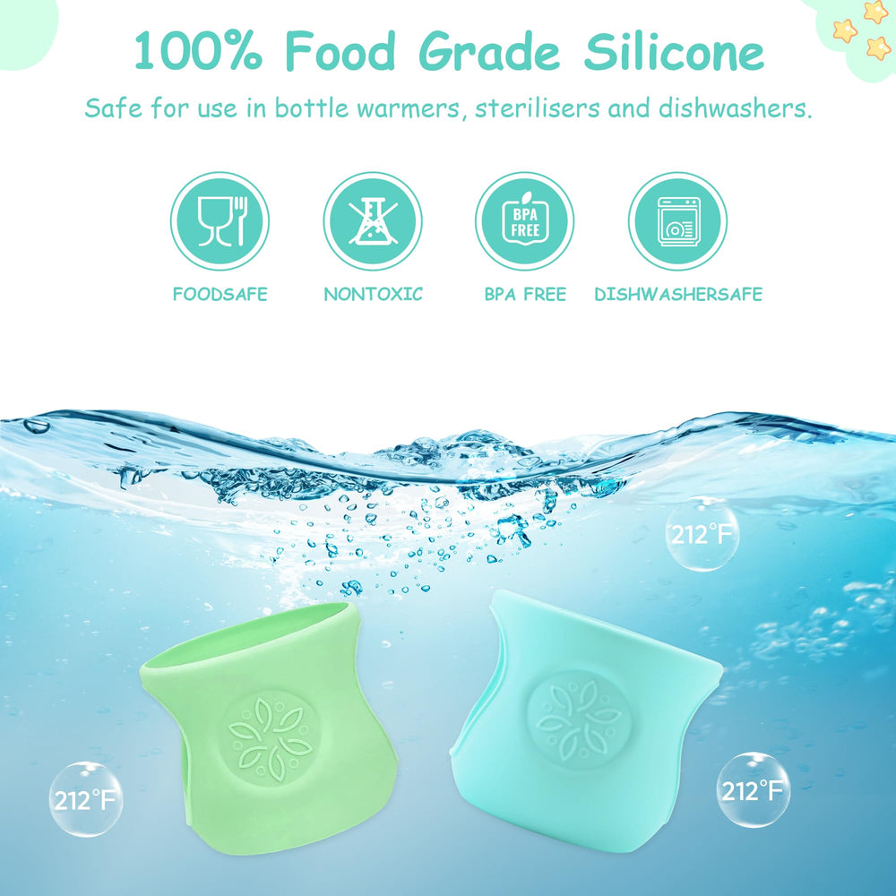 PANIMOSI silicone sleeve provides drop protection for the glass bottle.