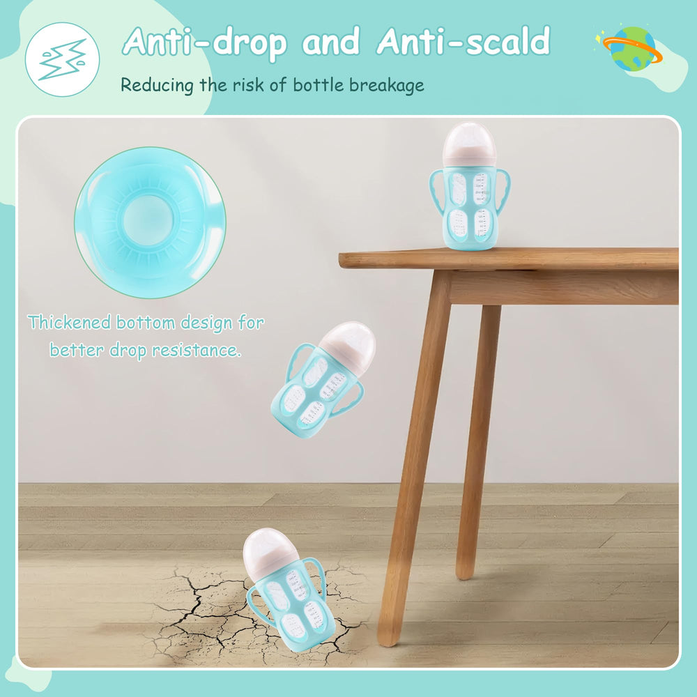 Two-pack baby bottle handles enhance self-feeding with Philips AVENT natural bottles.
