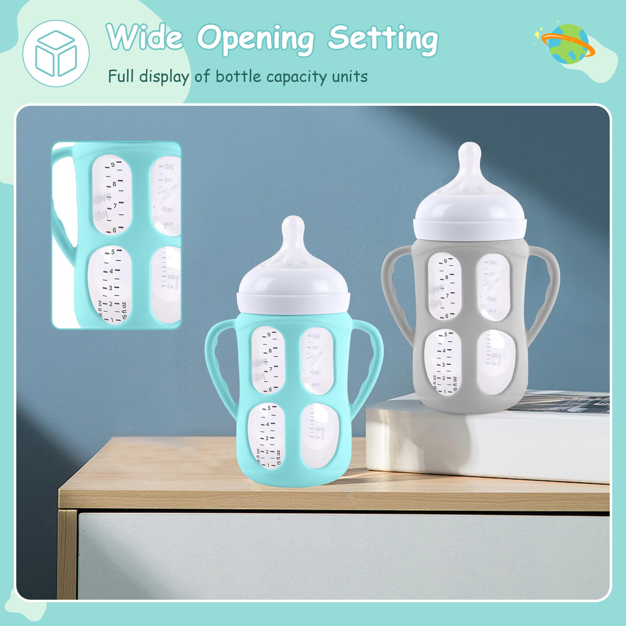 Wide cutout keeps bottle scale visible during milk prep.